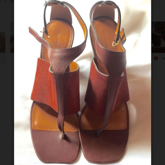 CÉLINE Leather Ankle Strap Sandals, Size: 7 - Picture 4 of 8